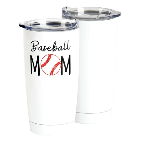 Baseball Mom Stainless Steel Tumbler White 20 oz