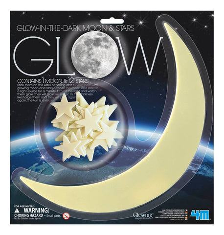 4M Glow In The Dark Large Moon and Stars-Kids Room Decor