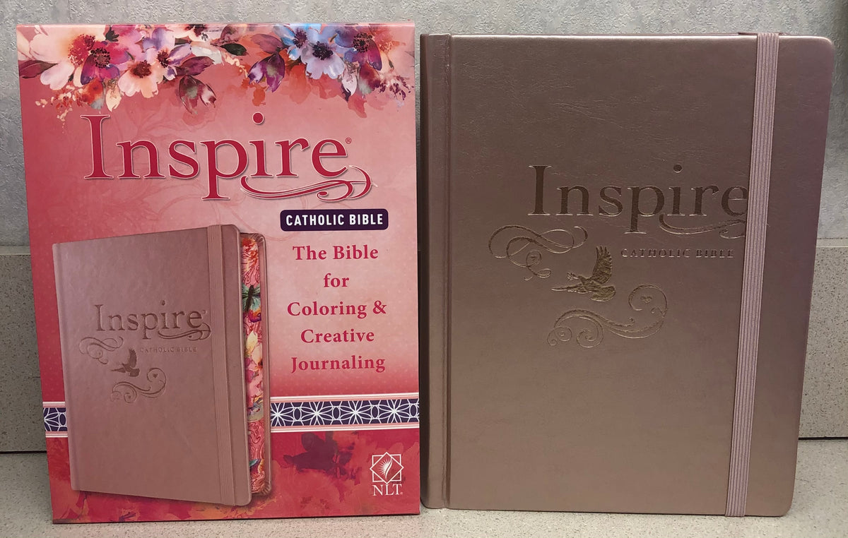 NLT Inspire Catholic Bible, Hardcover, Rose Gold, Mardel