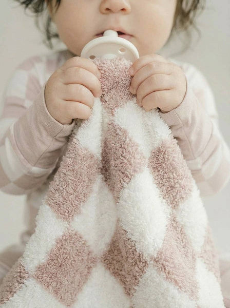 Lucky Panda Kids Checkered Plush Lovey | Latte