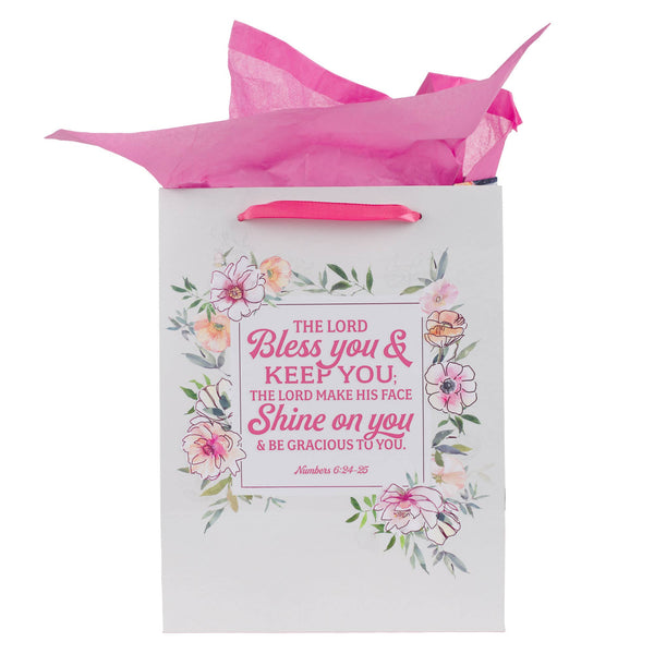 Bless You and Keep You Floral Large Gift Bag & Card