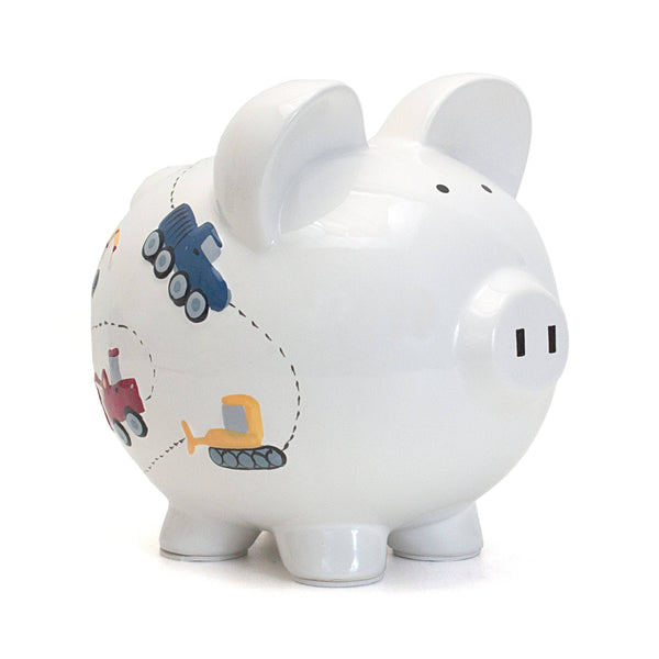 Child to Cherish White Construction Large Piggy Bank