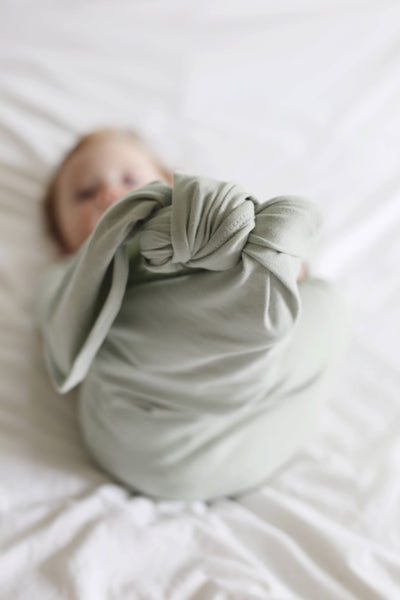 Mint Sage Knotted Gown: 0-3 Months