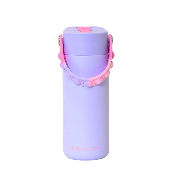 Fidget Handle Kids Stainless Bottle 18oz Lilac Tie Dye