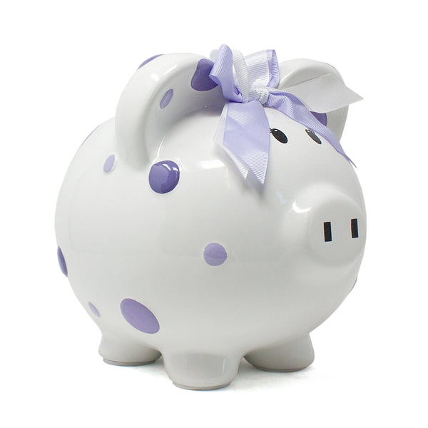 Child to Cherish Purple Polka Dot Piggy Bank