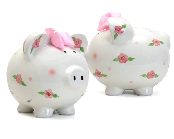 Posies and Polka Dots Large Piggy Bank