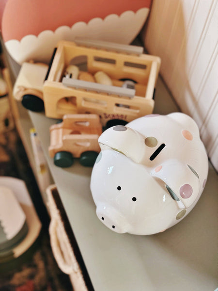 Child to Cherish Pastel Polka Dot Piggy Bank