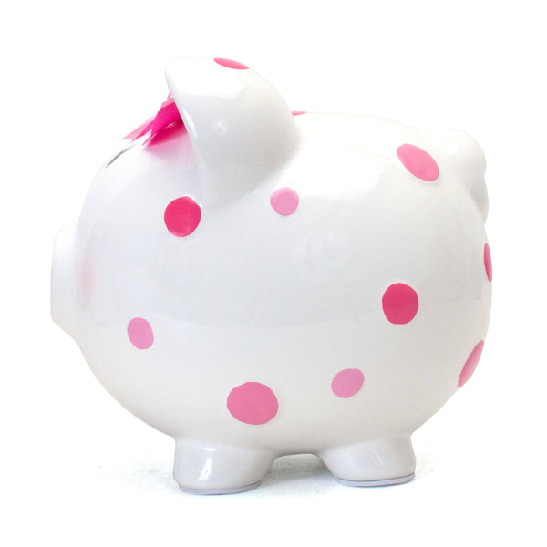 Child to Cherish Pink Polka Dot Piggy Bank