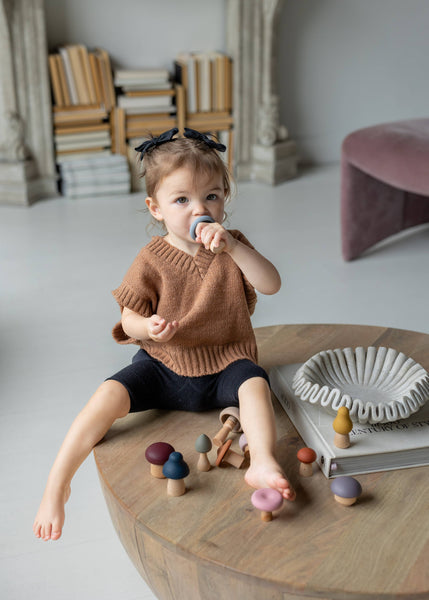 Mushroom Wood & Silicone Toy|Teething|Fine Motor|Montessori