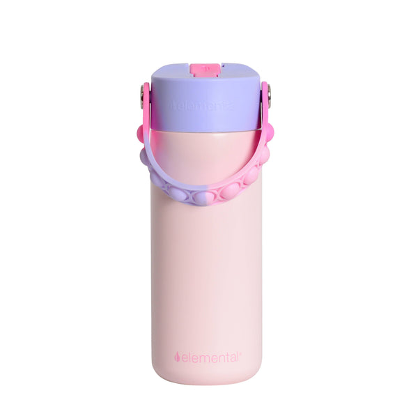 Fidget Handle Kids Stainless Bottle 18oz Blush Pink Tie Dye