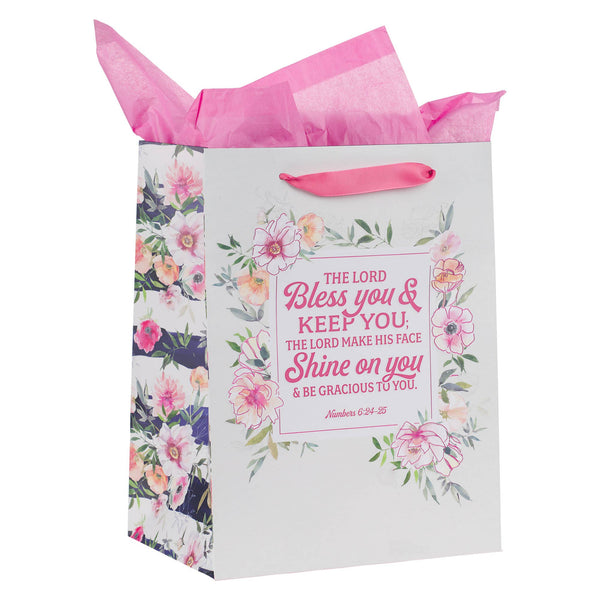 Bless You and Keep You Floral Large Gift Bag & Card