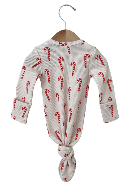Spearmint Love Organic Waffle Knotted Gown, Candy Cane