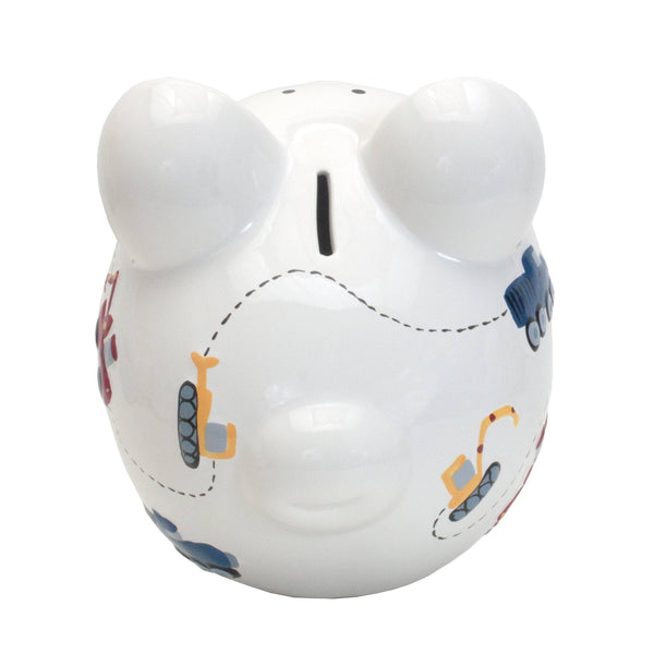 Child to Cherish White Construction Large Piggy Bank