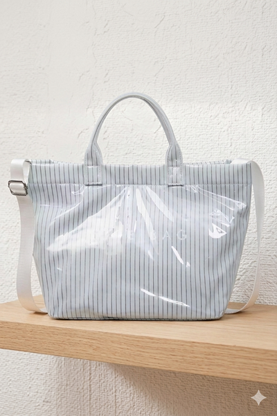 Blue Pinstripe TOTE BAG with Strap