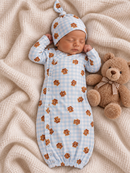 Spearmint Love Gown, Blue Teddy Picnic