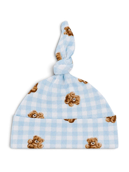 Spearmint Love Knot Beanie, Blue Teddy Picnic