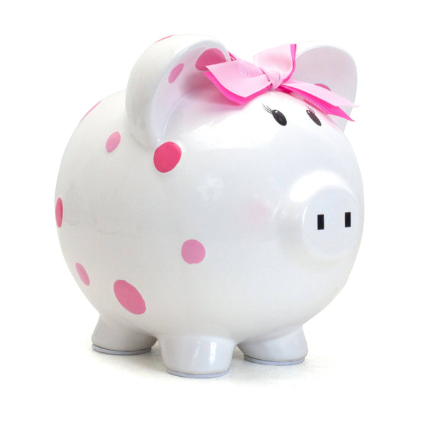 Child to Cherish Pink Polka Dot Piggy Bank