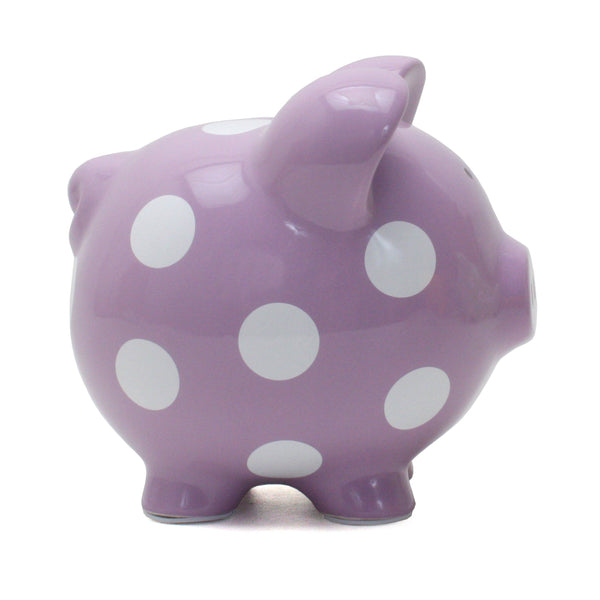 Child to Cherish Purple Polka Dot Piggy Bank