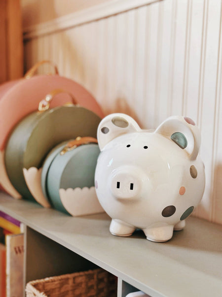 Child to Cherish Pastel Polka Dot Piggy Bank