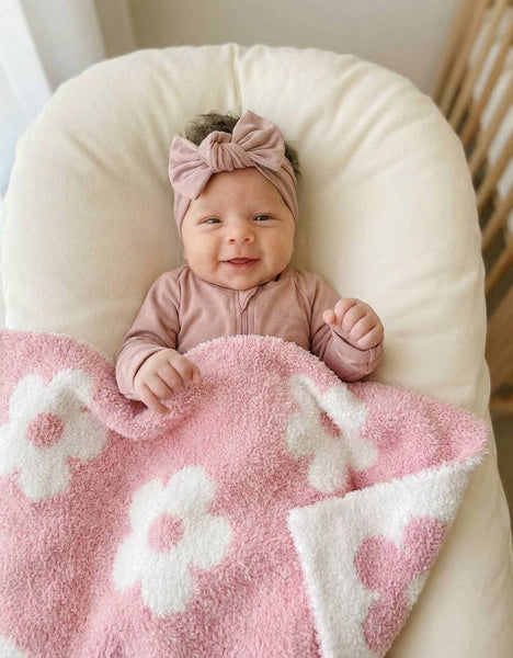 Lucky Panda Kids Daisy Baby Blanket | Pink
