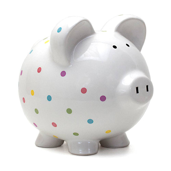 Child to Cherish Confetti Dot Ceramic Piggy Bank