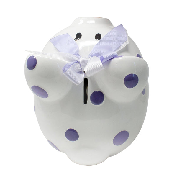 Child to Cherish Purple Polka Dot Piggy Bank