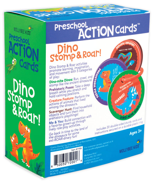 Preschool Action Cards Dino Stomp and Roar!
