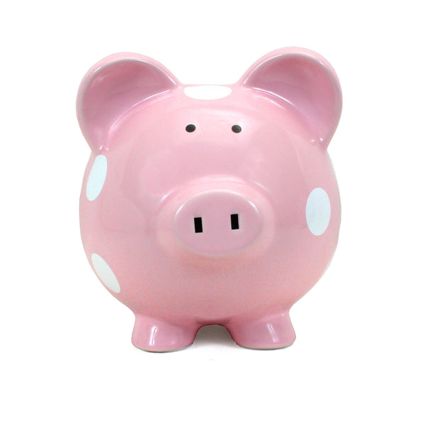 Child to Cherish Pink Polka Dot Piggy Bank