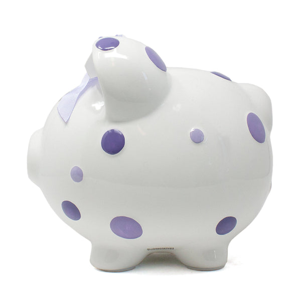 Child to Cherish Purple Polka Dot Piggy Bank