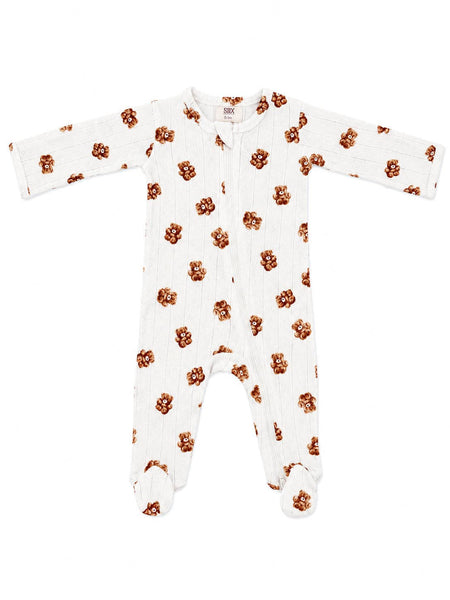 Teddy Bear / Organic Pointelle 2-Way Zip Footie