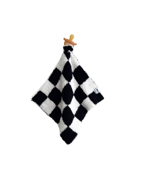 Lucky Panda Kids Checkered Plush Lovey | Black