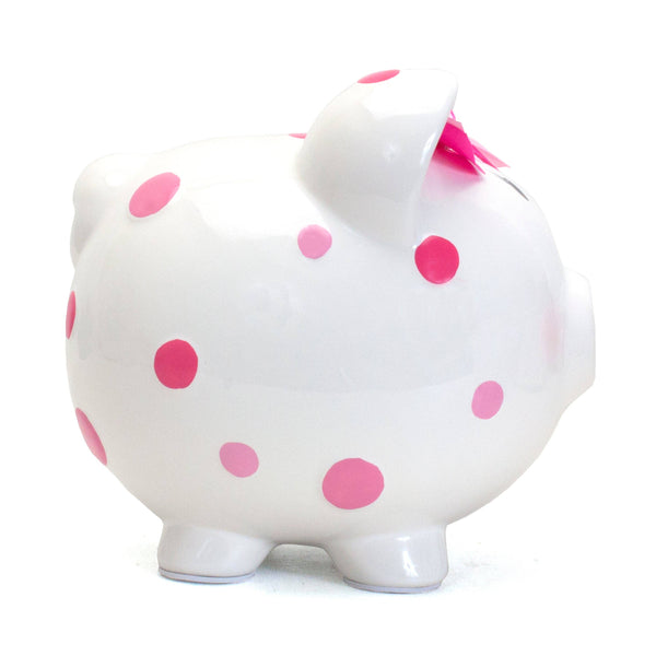 Child to Cherish Pink Polka Dot Piggy Bank