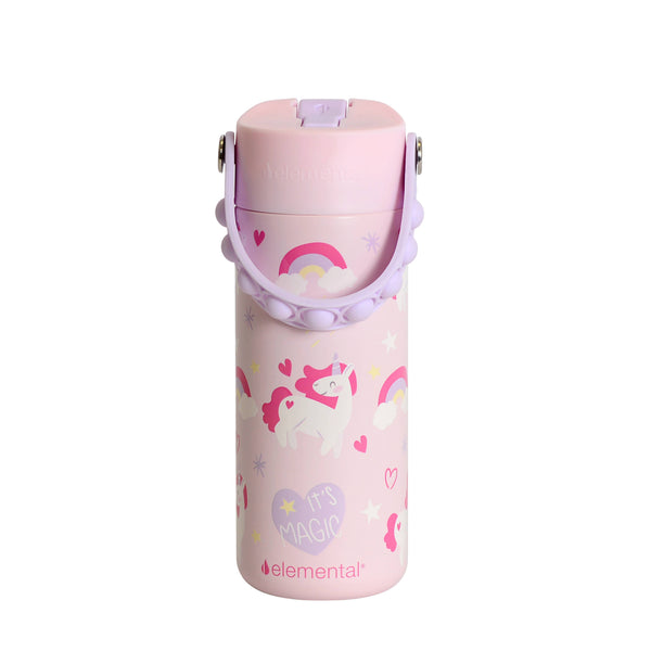 Fidget Handle Kids Stainless Bottle 18oz Unicorn Magic