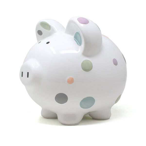 Child to Cherish Pastel Polka Dot Piggy Bank