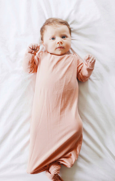 Dusty Rose Knotted Gown: 0-3 Months