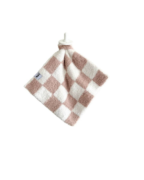 Lucky Panda Kids Checkered Plush Lovey | Latte