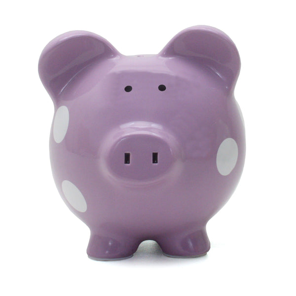 Child to Cherish Purple Polka Dot Piggy Bank