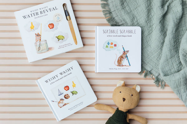 Paige and Tate Wishy Washy: A Board Book of First Words and Colors