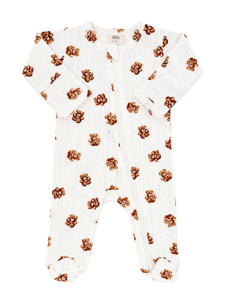 Teddy Bear / Organic Pointelle 2-Way Zip Footie