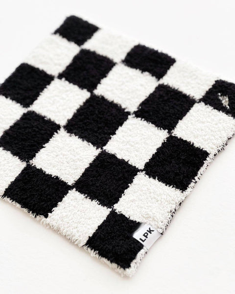 Lucky Panda Kids Checkered Plush Lovey | Black