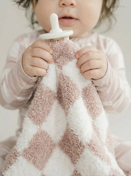 Lucky Panda Kids Checkered Plush Lovey | Latte