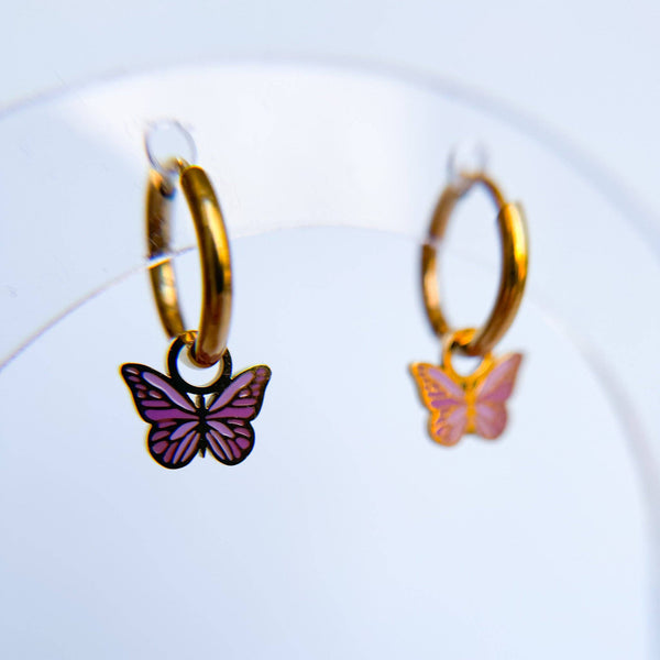 Purple Butterfly Huggie Charms