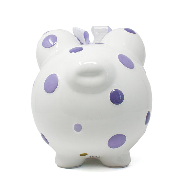 Child to Cherish Purple Polka Dot Piggy Bank