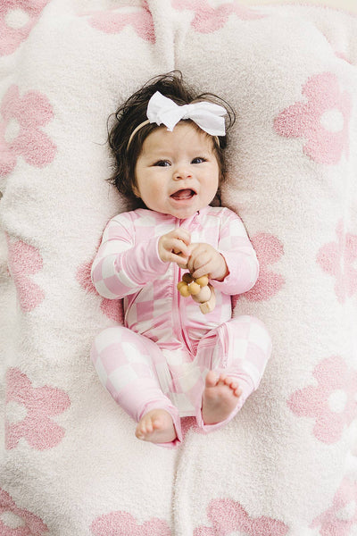 Lucky Panda Kids Daisy Baby Blanket | Pink