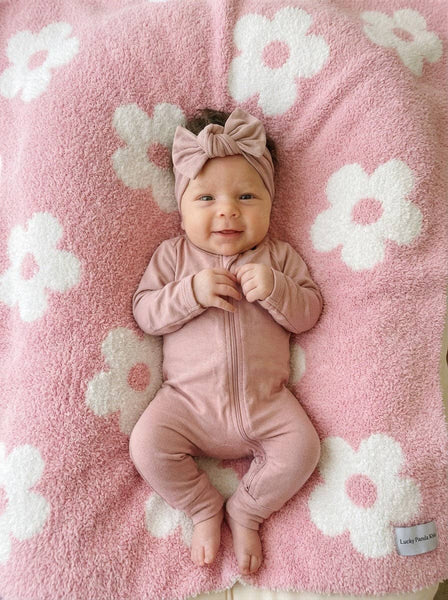 Lucky Panda Kids Daisy Baby Blanket | Pink