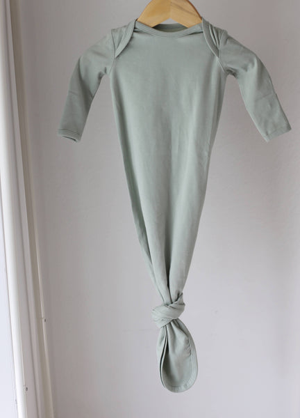 Mint Sage Knotted Gown: 0-3 Months