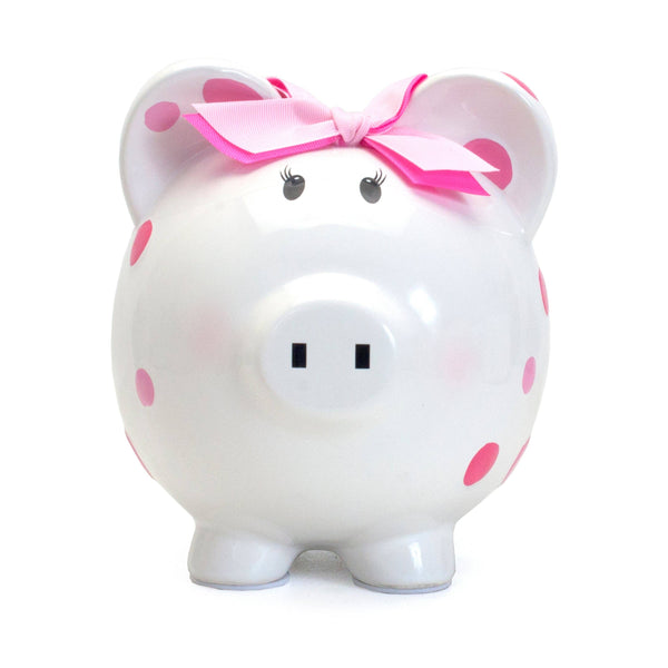 Child to Cherish Pink Polka Dot Piggy Bank