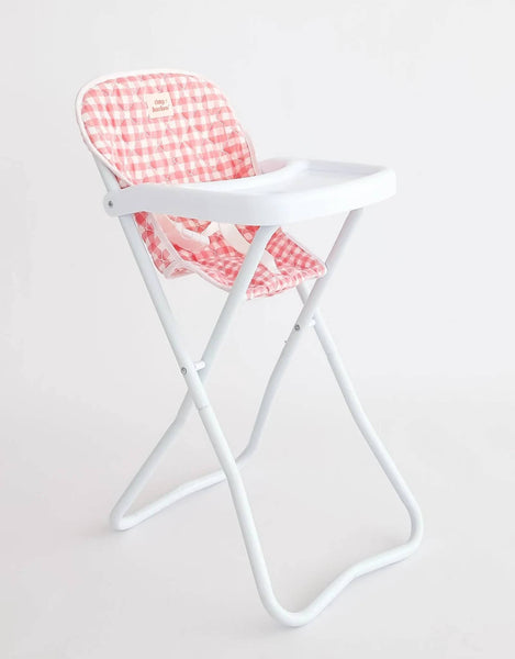 Doll High Chair - Pink Gingham - Tiny Harlow