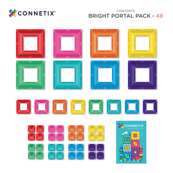 CONNETIX Magnetic Tiles Bright Portal Pack, 48 Pieces
