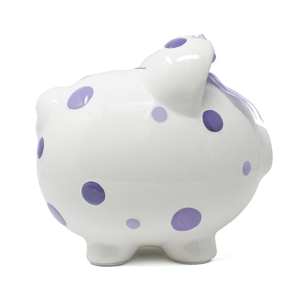 Child to Cherish Purple Polka Dot Piggy Bank